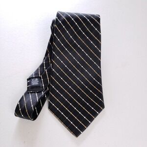 Geoffrey Beene Necktie Grid Pattern Classic Black Yellow Mens Business Tie‎